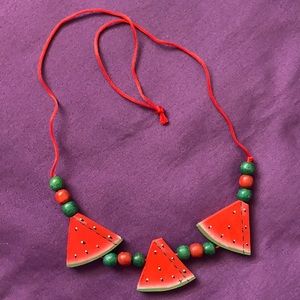 Wooden Watermelon string necklace